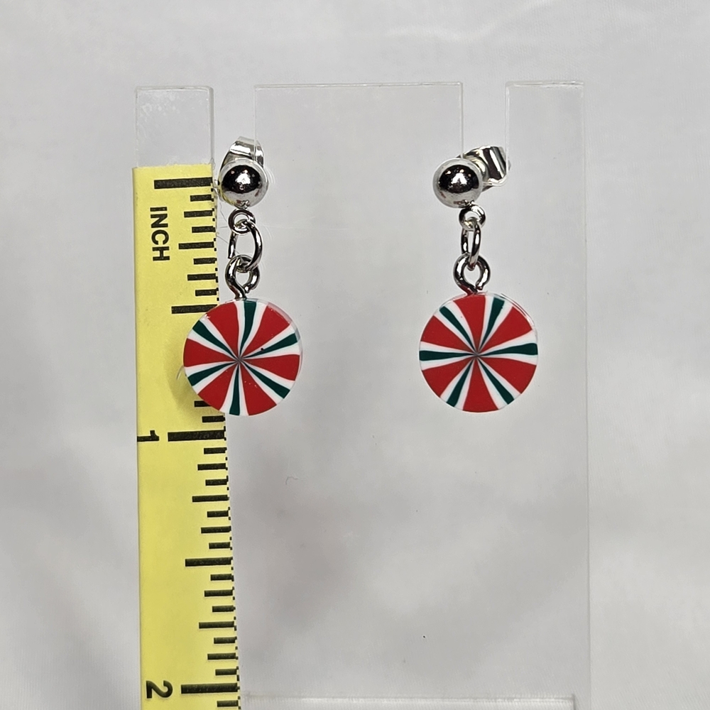Handmade Red and Green Peppermint Earrings